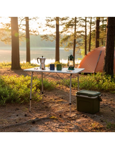 Mesa camping dobrável e regulável | Distria