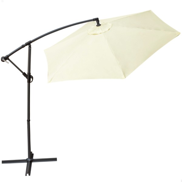 Guarda-sol hexagonal excêntrico de cor creme Distria