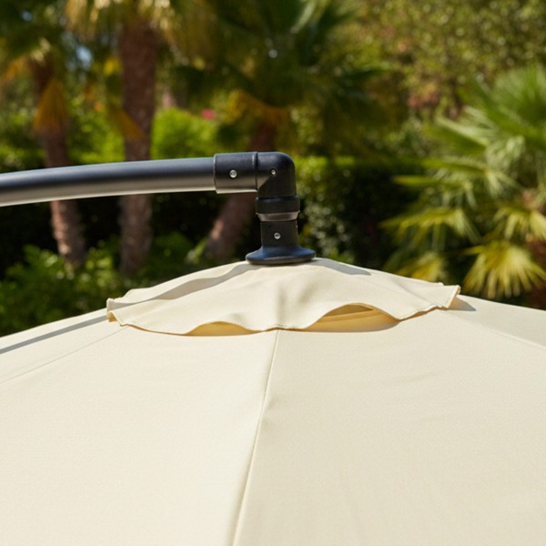 Guarda-sol hexagonal excêntrico de cor creme Distria