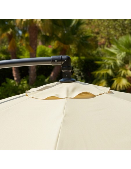 Guarda-sol hexagonal excêntrico de cor creme Distria
