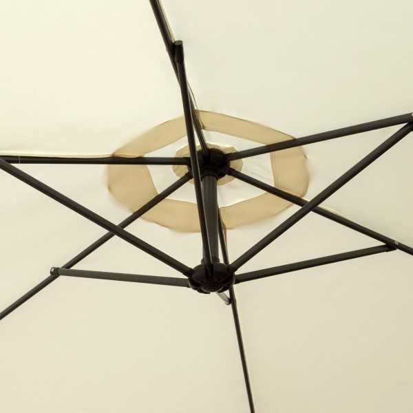 Guarda-sol hexagonal excêntrico de cor creme Distria
