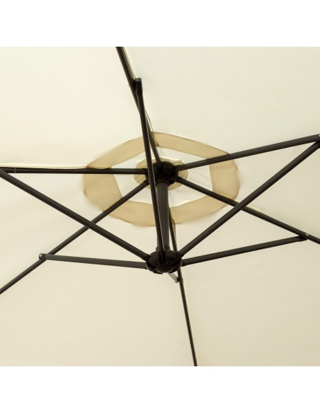 Guarda-sol hexagonal excêntrico de cor creme Distria