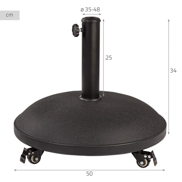Suporte circular para guarda-sol com 4 rodas | Distria
