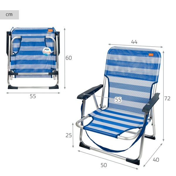 Cadeira de praia dobrável de alumínio | Distria