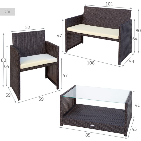Móveis de jardim e terraço com mesa central | Móveis de jardim