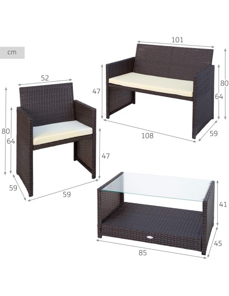 Móveis de jardim e terraço com mesa central | Móveis de jardim