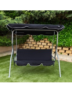 Baloiço de jardim 3 lugares preto | Distria 2