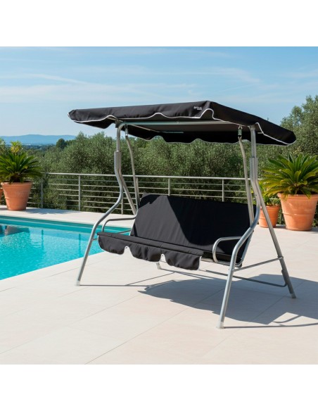 Baloiço de jardim 3 lugares preto | Distria