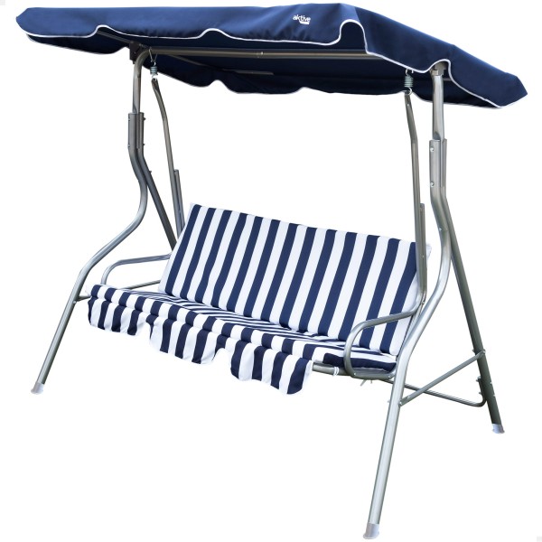 Baloiço de jardim azul e branco 3 lugares | Distria