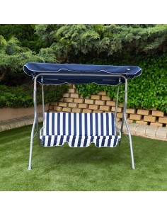Baloiço de jardim azul e branco 3 lugares | Distria 2