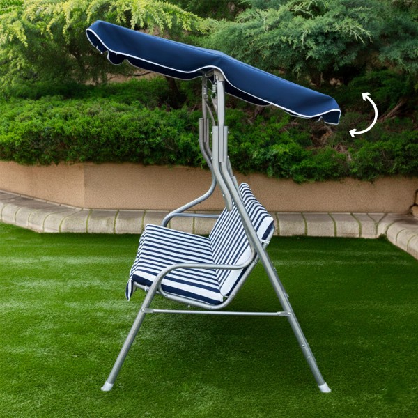 Baloiço de jardim azul e branco 3 lugares | Distria