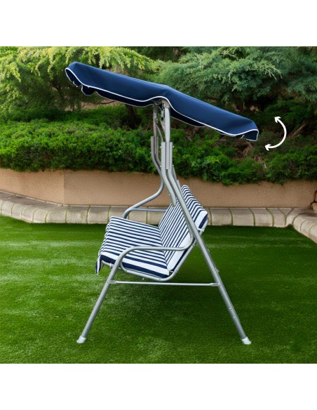 Baloiço de jardim azul e branco 3 lugares | Distria