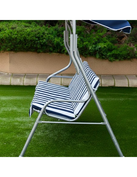 Baloiço de jardim azul e branco 3 lugares | Distria