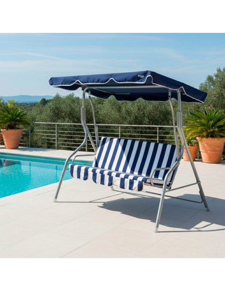 Baloiço de jardim azul e branco 3 lugares | Distria