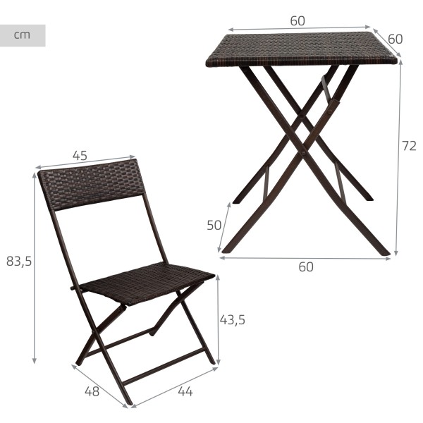 Conjunto de mesa e cadeiras de terraço dobrável | Distria