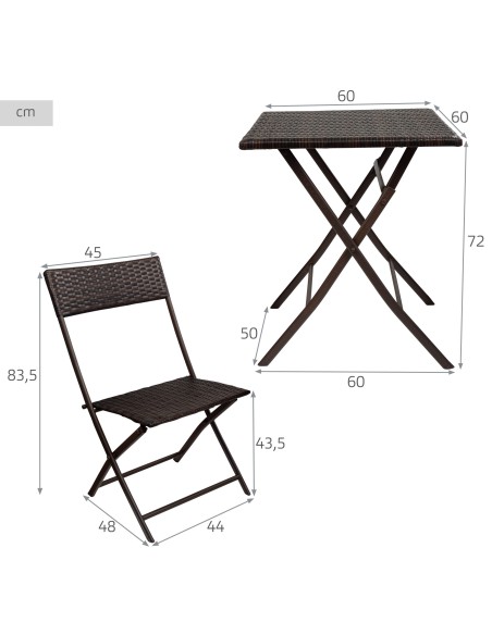 Conjunto de mesa e cadeiras de terraço dobrável | Distria