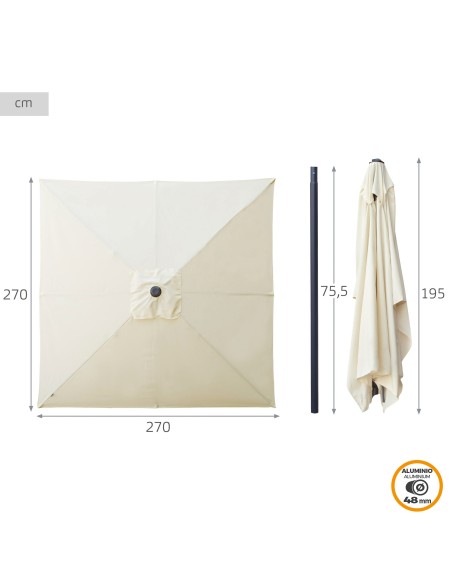 Guarda-sol jardim grande 270x270 cm protecção UV50 | Distria