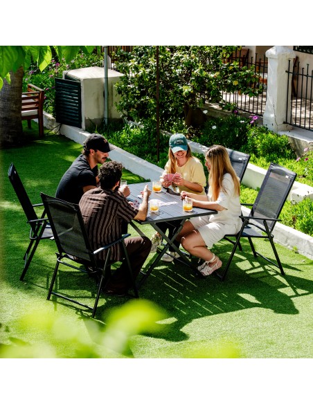 Aktive Pacote com 4 cadeiras de jardim dobráveis finas pretas | Distria
