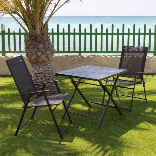 Aktive Pacote com 4 cadeiras de jardim dobráveis finas pretas | Distria