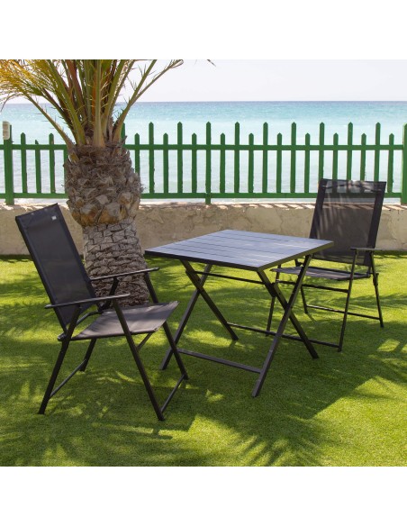 Aktive Pacote com 4 cadeiras de jardim dobráveis finas pretas | Distria