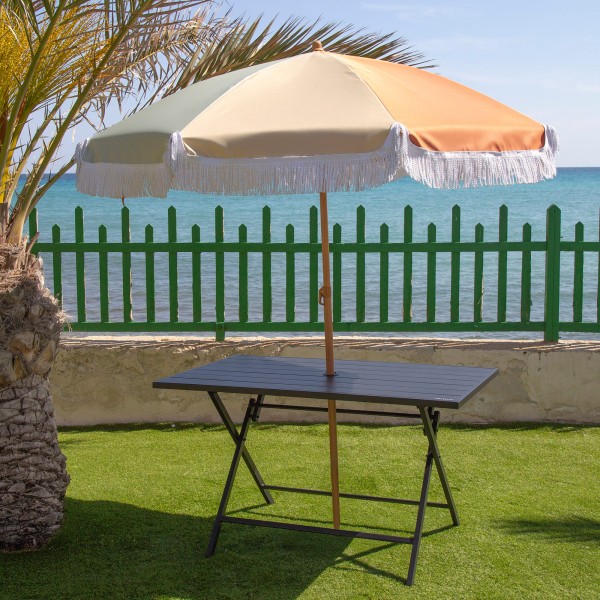 Aktive Mesa de jardim dobrável em aço preto 121x75x69 cm | Distria