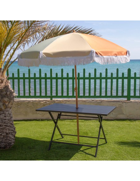 Aktive Mesa de jardim dobrável em aço preto 121x75x69 cm | Distria