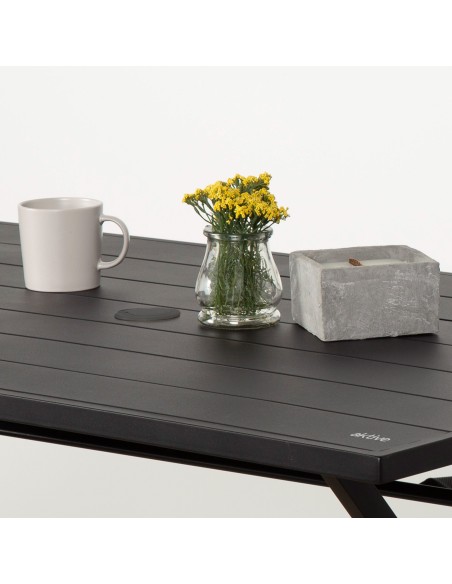 Aktive Mesa de jardim dobrável em aço preto 121x75x69 cm | Distria