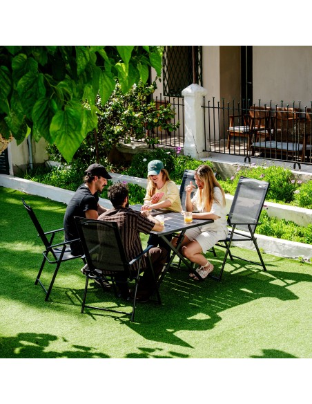Aktive Mesa de jardim dobrável em aço preto 121x75x69 cm | Distria