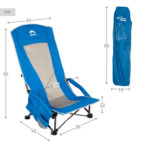 Cadeira dobrável azul Aktive | Distria