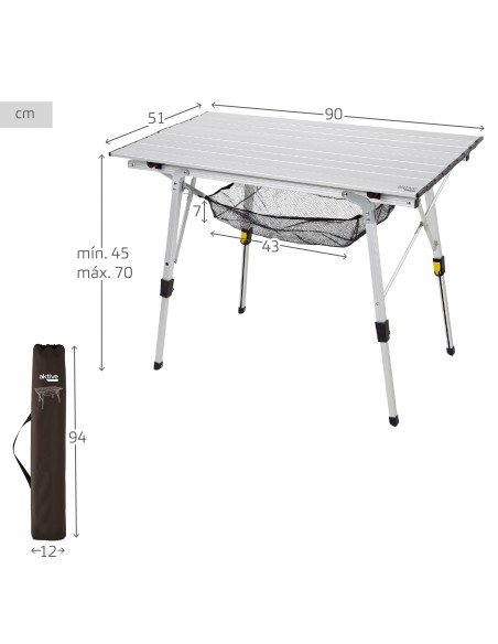 Mesa dobrável camping ajustável e desmontável Aktive | Distria
