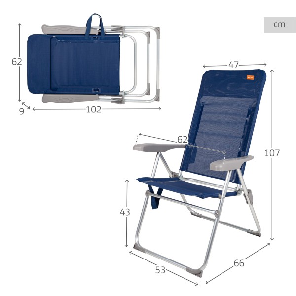 Cadeira de praia alta dobrável extra plana | Distria