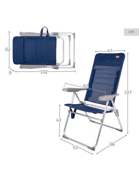 Cadeira de praia alta dobrável extra plana | Distria