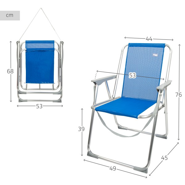 Comprar Cadeiras de Praia Azul Aktive com Asa | Distria