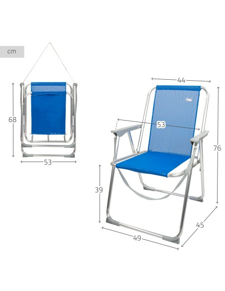 Comprar Cadeiras de Praia Azul Aktive com Asa | Distria
