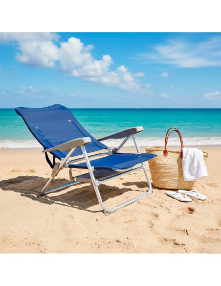 Cadeira de praia dobrável Slim com mesa lateral | Distria