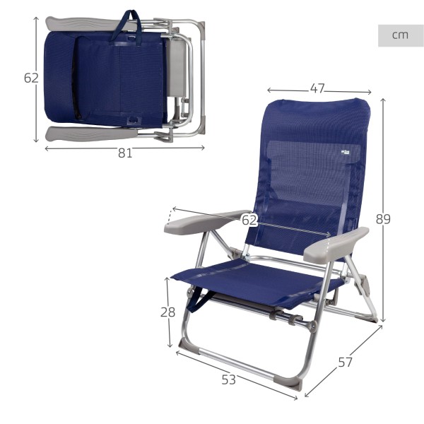 Cadeira de praia dobrável Slim com mesa lateral | Distria