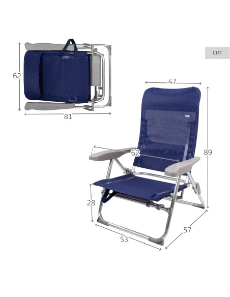 Cadeira de praia dobrável Slim com mesa lateral | Distria