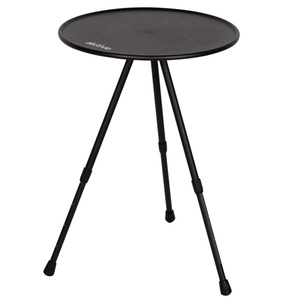Aktive Mesa de acampamento dobrável redonda preta, compacta e leve | Distria