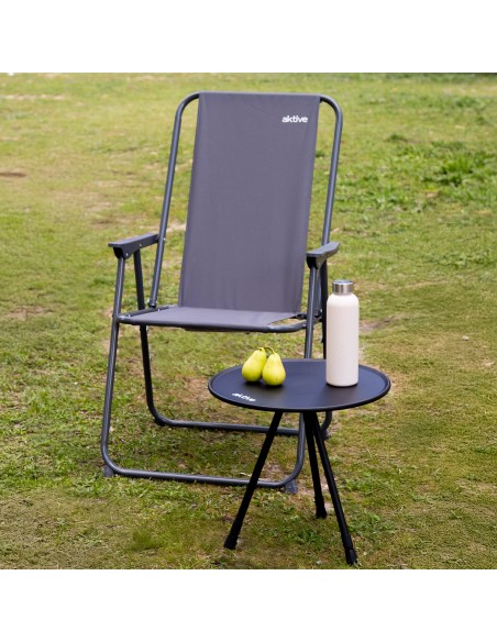 Aktive Mesa de acampamento dobrável redonda preta, compacta e leve | Distria