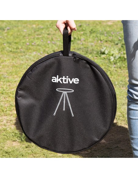 Aktive Mesa de acampamento dobrável redonda preta, compacta e leve | Distria