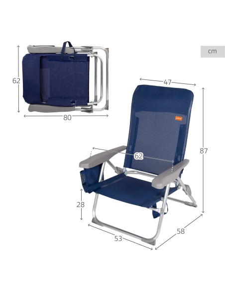 Cadeira de praia dobrável extraplana com bolso lateral | Distria