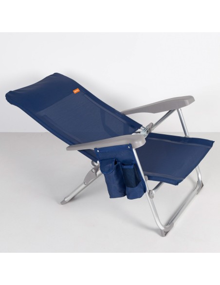 Cadeira de praia dobrável extraplana com bolso lateral | Distria