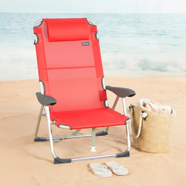 Pack poupança de 2 cadeiras de praia vermelhas 48x60x90 cm | Distrito
