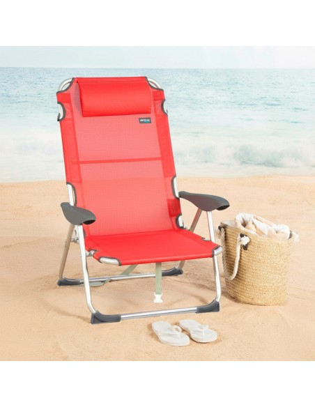 Pack poupança de 2 cadeiras de praia vermelhas 48x60x90 cm | Distrito