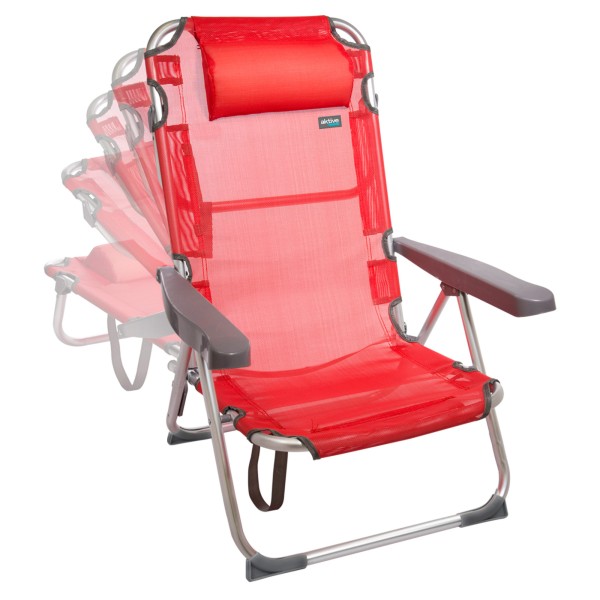 Pack poupança de 2 cadeiras de praia vermelhas 48x60x90 cm | Distrito
