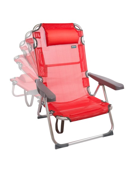 Pack poupança de 2 cadeiras de praia vermelhas 48x60x90 cm | Distrito