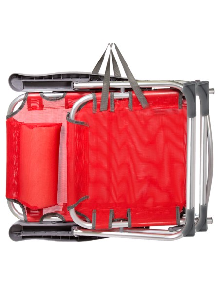 Pack poupança de 2 cadeiras de praia vermelhas 48x60x90 cm | Distrito