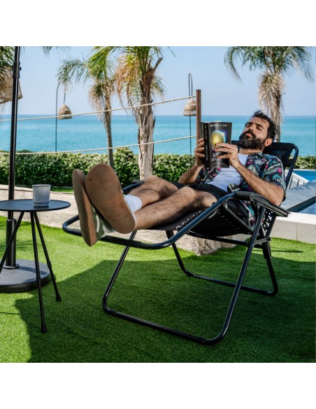 Cadeira de jardim dobrável preta Aktive | Distria
