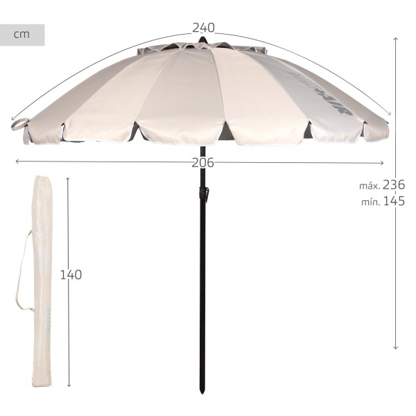 Guarda-chuva de praia corta-vento creme 240 cm | Distria