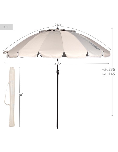 Guarda-chuva de praia corta-vento creme 240 cm | Distria